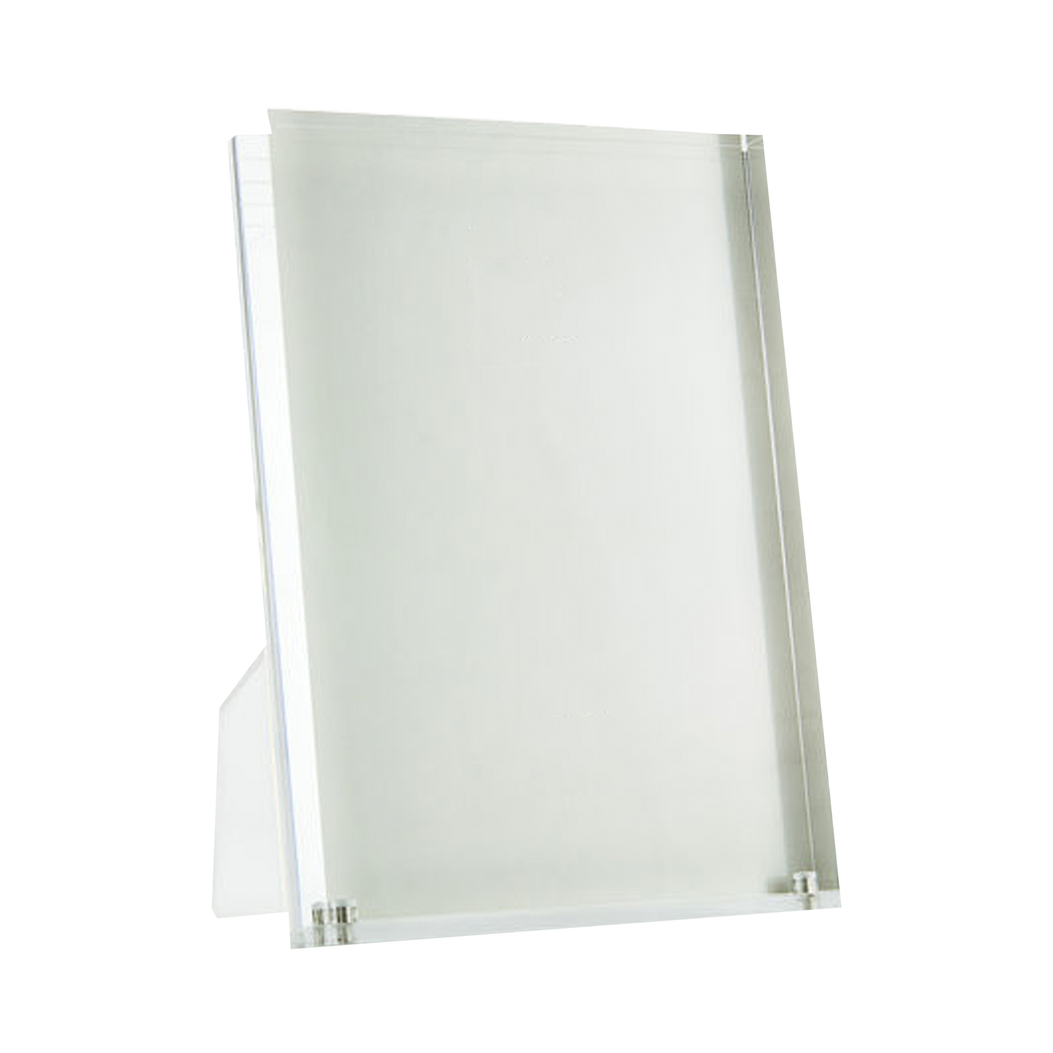 A simple clear acrylic frame that will add stylish flair to any setting.