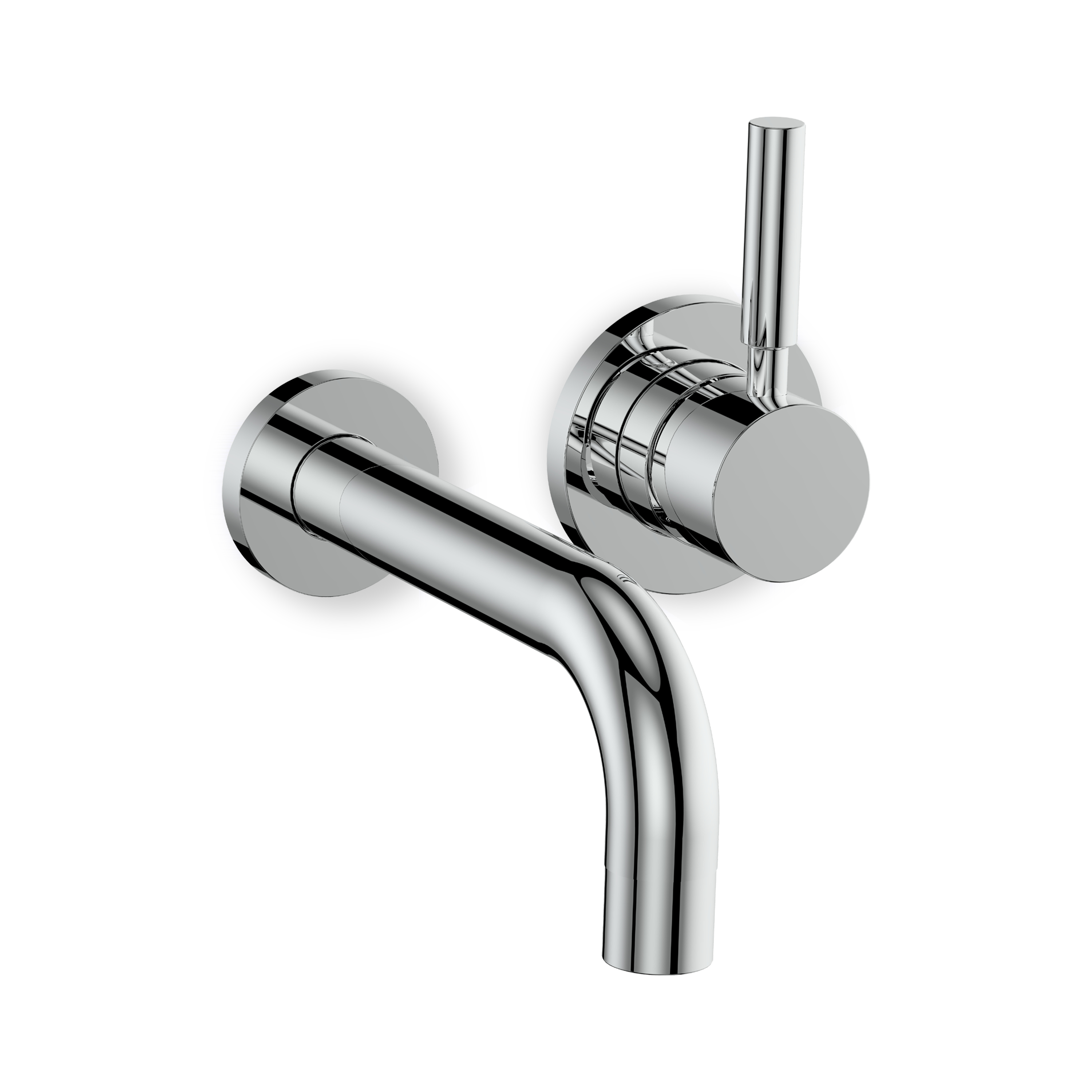 A wall mount single handle basin faucet with drain.