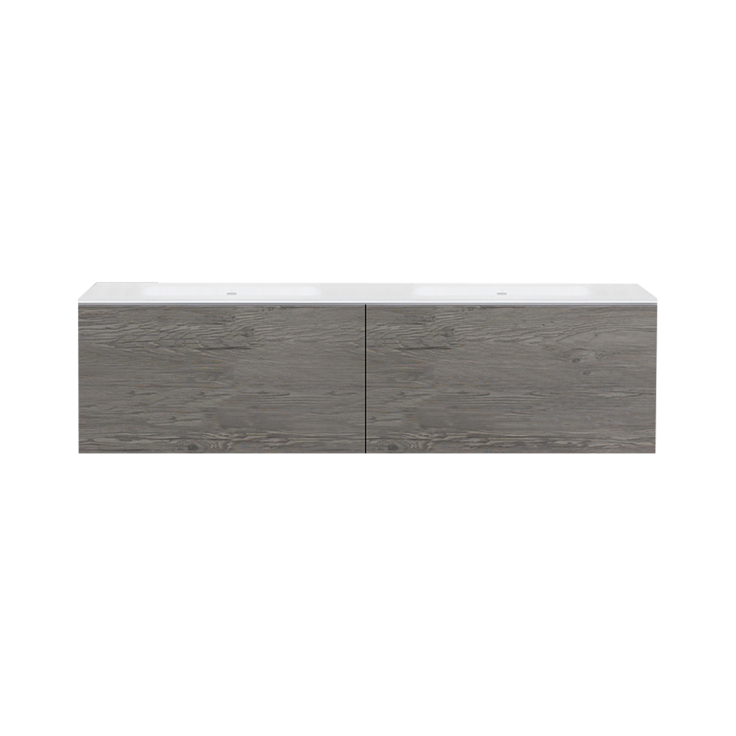 VANITY%3A The 51 Full Series 1800 Vanity is wall-mounted with two deep drawers and slim drawer inserts.