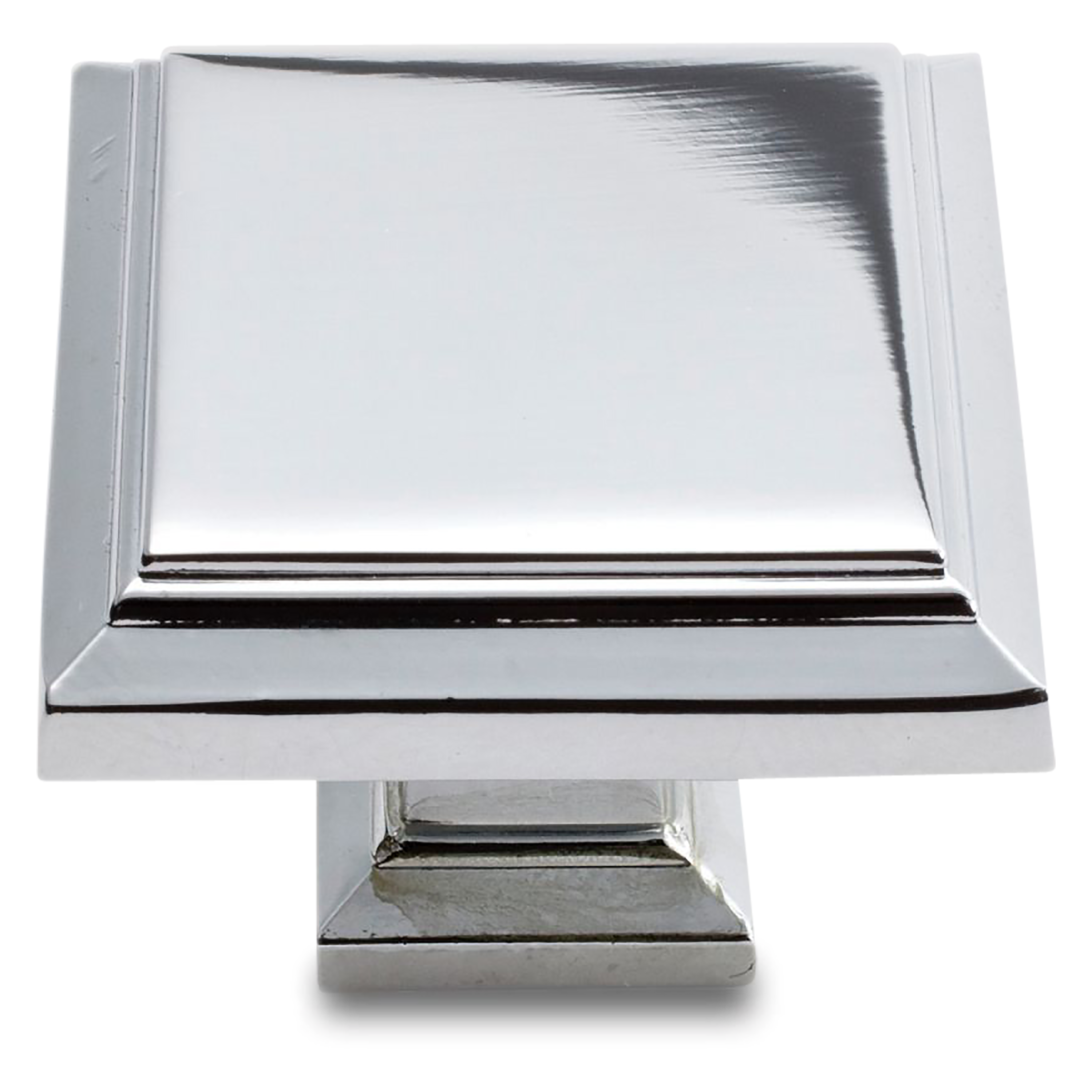 A traditional square knob with ridge detailing.