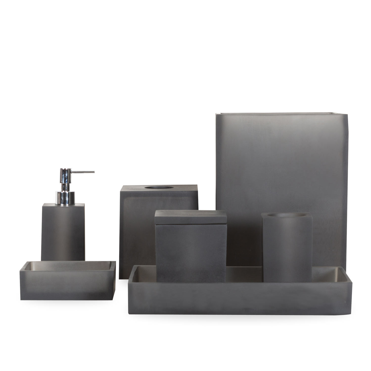 Clean lines and a minimal aesthetic define this bath collection.